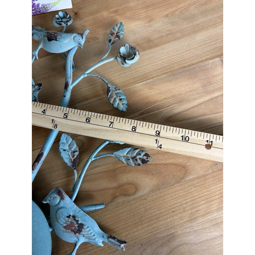 Paradise Treasure Trove Distressed Blue Metal Candle Holder Wall‎ Sconce Shabby